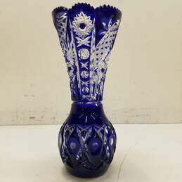 Art Glass Karat Hand Cut  Crystal Vase 10in H Vase