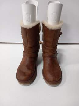 Ugg Women's Chestnut Leather Faux Fur Lined Becket Triple Bucket Boots Size 8