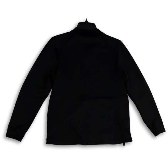 Mens Black Long Sleeve Band Collar Activewear Full-Zip Jacket Size Medium image number 2