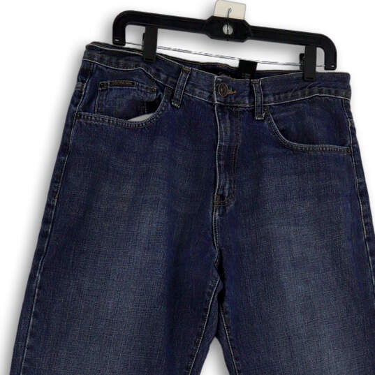 Womens Blue Medium Wash Coin Pocket Modern Denim Straight Jeans Size 34 image number 3