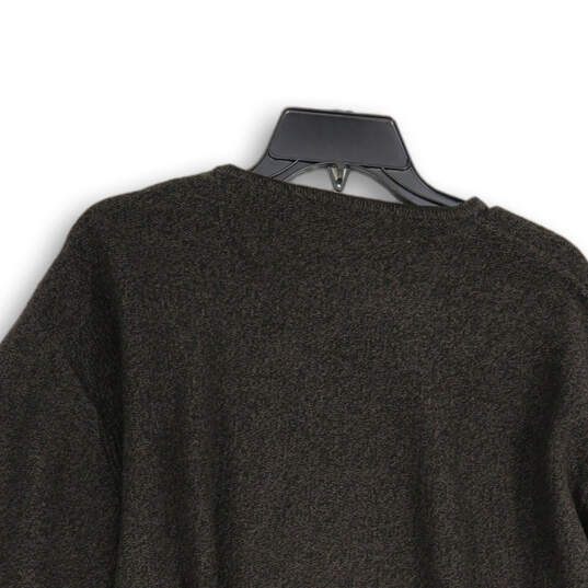 Mens Brown Knitted V-Neck Long Sleeve Pullover Sweater Size X-Large image number 4