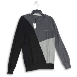 NWT Womens Gray Black Colorblock Long Sleeve Pullover Sweater Size Medium