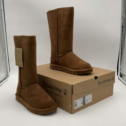 NIB Womens Elle Tall 1963W Brown Suede Round Toe Mid-Calf Snow Boots Size 9