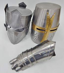 Medival Steel Replica Crusader Knights Armor Helmets & One Gaunlet Armor Glove