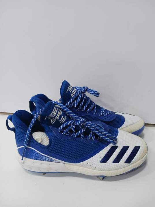 Adidas Men's Blue And White Icon V Boost Baseball Cleats Size 10 image number 3