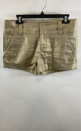 Alice+Olivia Womens Gold Slash Pockets Flat Front Hot Pants Shorts Size Medium alternative image