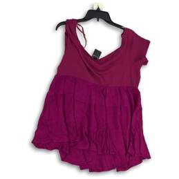 NWT Torrid Womens Purple Smocked Short Sleeve Peplum Blouse Top Size 2 alternative image