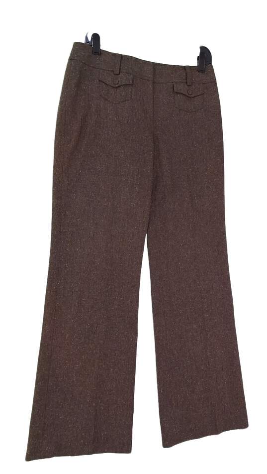 Womens Brown Flat Front Pockets Straight Leg Dress Pants Size 6 image number 1