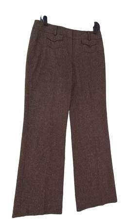 Womens Brown Flat Front Pockets Straight Leg Dress Pants Size 6