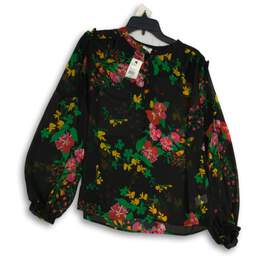 NWT Cabi Womens Black Floral Ruffle Balloon Sleeve Thespian Blouse Top Size M