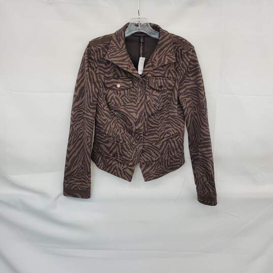 White House Black Market Zebra Chocolate Patterned Jacket WM Size 6 NWT image number 1