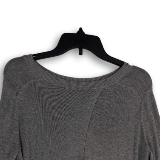 Womens Gray Tight-Knit Crew Neck Long Sleeve Pullover Sweater Size 4 image number 3