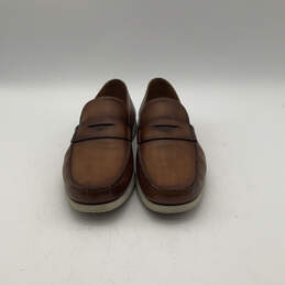 Mens Laguna Brown Leather Moc Toe Slip On Penny Loafer Shoes Size 9.5