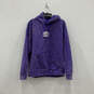 Womens Purple Drawstring Pockets Long Sleeve Pullover Hoodie Size L image number 1