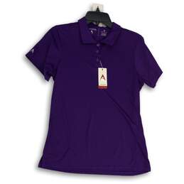 NWT Antigua Womens Purple Spread Collar Short Sleeve Polo Shirt Size Medium
