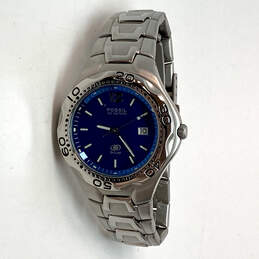 IOB Designer Fossil AM-3421 Silver-Tone Stainless Steel Analog Wristwatch