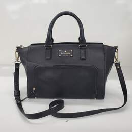 Kate Spade Black Pebble Grain Leather Large Crossbody Satchel Bag