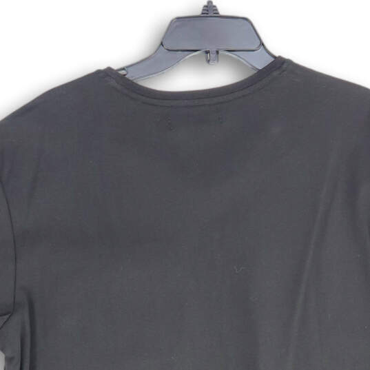 Mens Black V-Neck Chest Pocket Short Sleeve Pullover T-Shirt Size X-Large image number 4