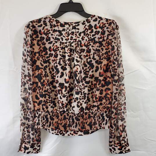 Bebe Women Brown Leopard Blouse M NWT image number 2