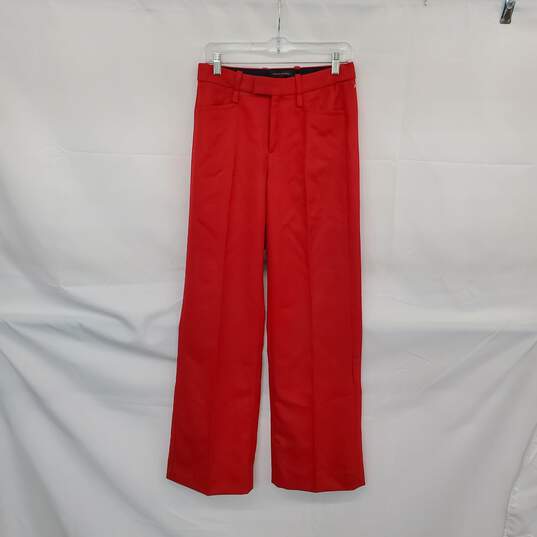 Banana Republic Red Wool High Rise Straight Leg Pant WM Size 2 NWT image number 1