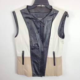 Bebe Women Black/White Leather Vest M