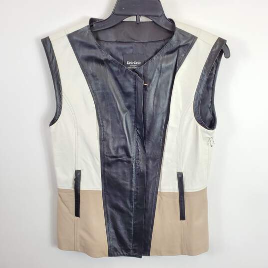 Bebe Women Black/White Leather Vest M image number 1