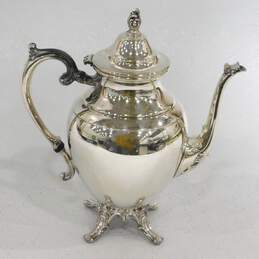 WM Rogers Silver Plate Teapot Creamer Sugar W/ Serving Trays & Candle Holder alternative image
