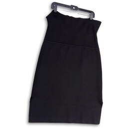 Womens Black Strapless Side Slit Stretch Pullover Bodycon Dress Size 2