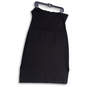 Womens Black Strapless Side Slit Stretch Pullover Bodycon Dress Size 2 image number 1