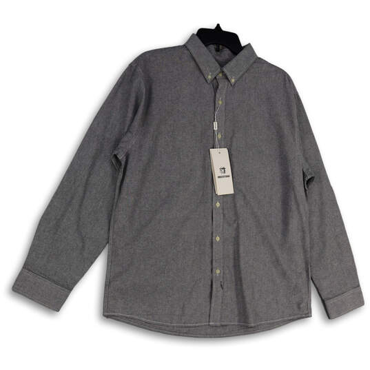 NWT Mens Gray Regular Fit Long Sleeve Collared Button-Up Shirt Size Medium image number 1