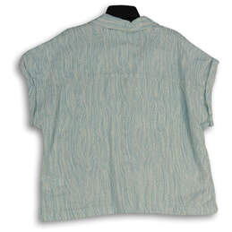 NWT Womens White Blue Short Sleeve Spread Collar Button-Up Shirt Size XL alternative image