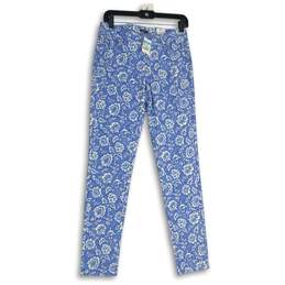 NWT Womens Blue White Floral Medium Wash 5-Pocket Design Skinny Jeans Size 4