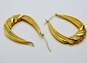 14K Yellow Gold Textured & Polished Shrimp Hoop Earrings 3.1g image number 2