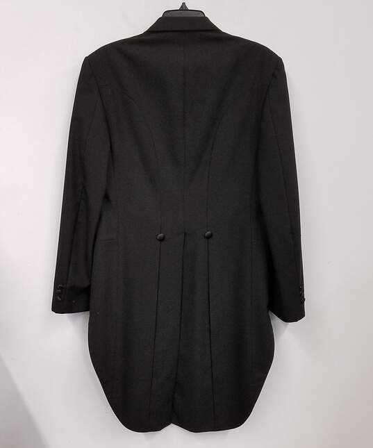 Mens Black Pockets Long Sleeve Double Breasted Collared Tailcoat Size 39L image number 2