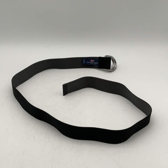 Mens Black Adjustable Double O-Ring Strap Waist Belt Size Medium image number 1