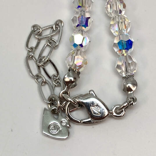 Designer Swarovski Silver-Tone Crystal Cut Stone Link Chain Beaded Necklace image number 4