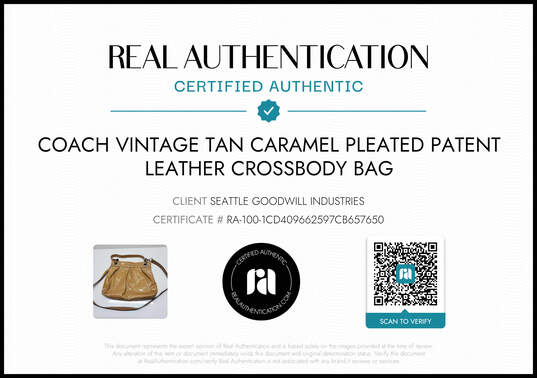 Vintage Coach Tan Caramel Pleated Patent Leather Crossbody Bag AUTHENTICATED image number 2