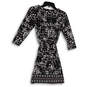Womens Black Gray Animal Print Long Sleeve Wrap Fit & Flare Dress Size SP image number 2