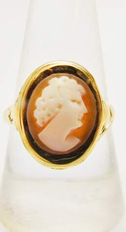 VNTG 14K Yellow Gold Carved Cameo Ring 3.0g alternative image