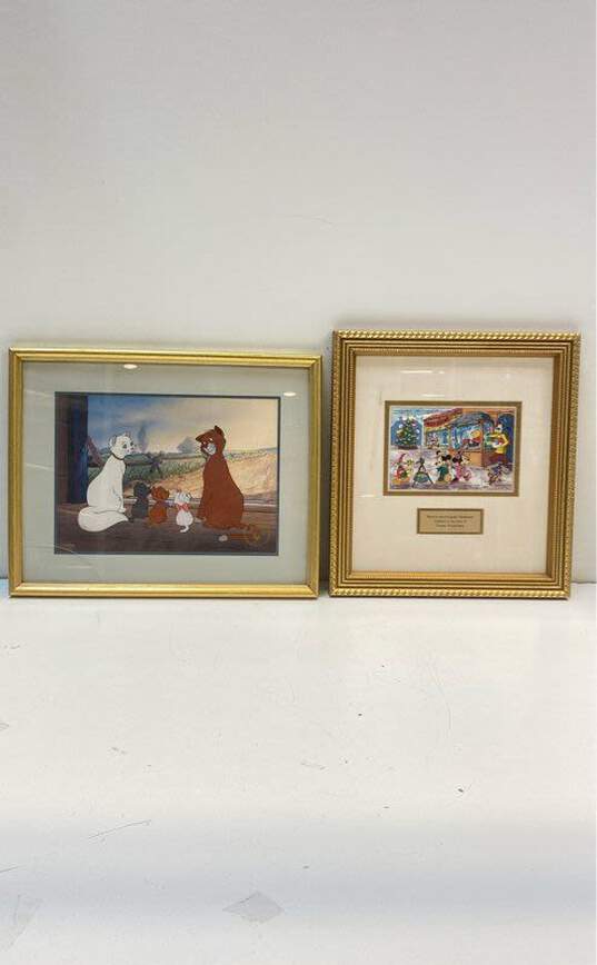 Lot of 2 Disney Mickey and Friends Christmas Stamps and Aristocats Lithograph image number 1