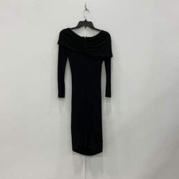 Womens Black Long Sleeve Stretch Back Zip Classic Bodycon Dress Size 0 alternative image
