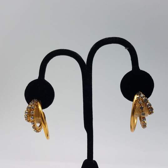 Elizabeth Cole Gold Tone Austrian Crystal Post Hoop Earrings 13.8g image number 4