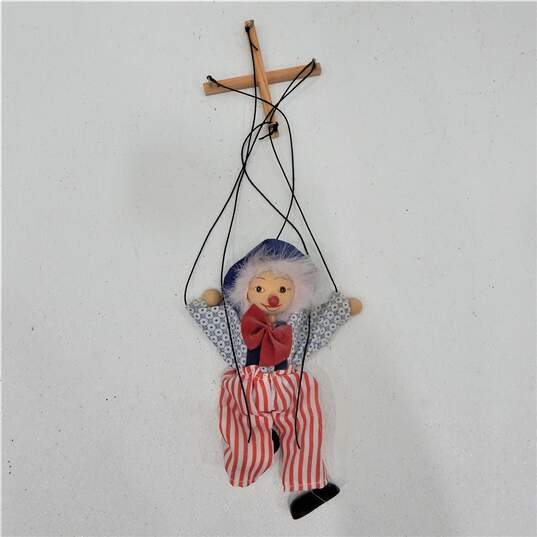 Vintage Lot Wooden Marionette String Puppets Mexico Senorita Clowns Pig image number 4