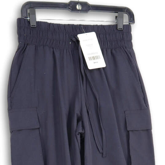 NWT Womens Black Drawstring Slash Pocket Pull-On Cargo Pants Size Small image number 3