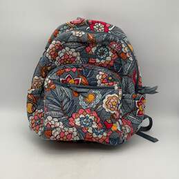 Vera Bradley Womens Multicolor Floral Quilted Adjustable Strap Zipper Backpack