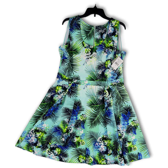 NWT Womens Green Tropical Floral Sleeveless Fit & Flare Dress Size 16 image number 1
