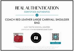 AUTHENTICATED COACH RED LEATHER LARGE CARRYALL SHOULDER BAG 17x12x6in alternative image