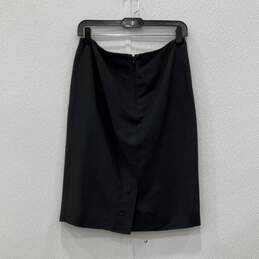 Oscar De La Renta Womens Black Flat Front Back Zip Straight & Pencil Skirt Sz 8 alternative image