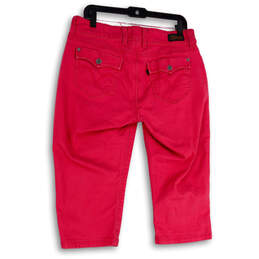 Womens Pink Denim Medium Wash Pockets Straight Leg Capri Jeans Size 14 alternative image