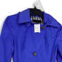 NWT Womens Blue Long Sleeve Pockets Collared Hooded Belted Trench Coat Sz M image number 3